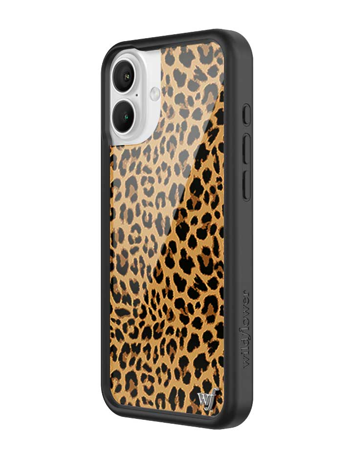 Wildflower iPhone case 16 Plus Meow Leopard Black Tan