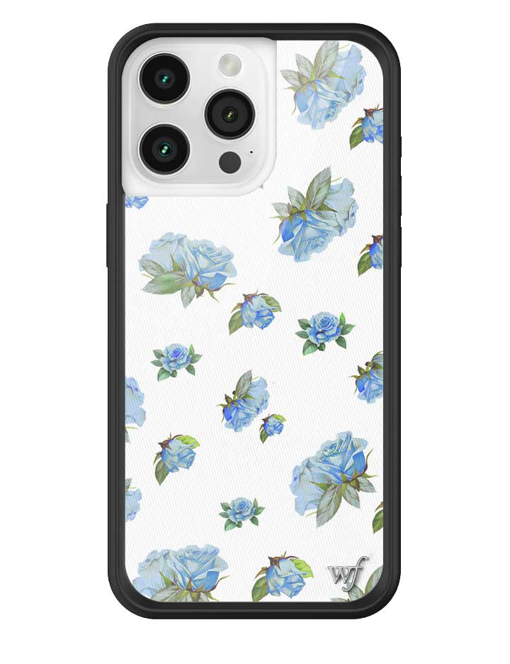 Wildflower iPhone case 15 Pro Max Moonlight Rose Floral Cute Blue