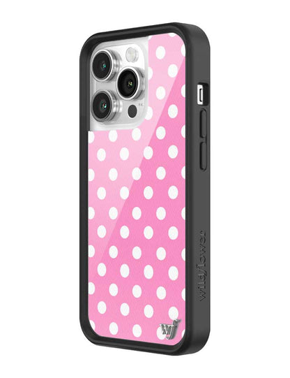 Wildflower iPhone case 14 Pro Pink Polka Dots Cute Classic