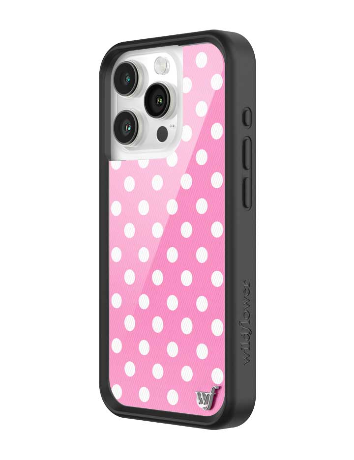 Wildflower iPhone case 15 Pro Pink Polka Dots Cute Classic