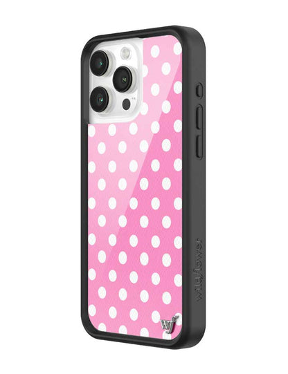 Wildflower iPhone case 15 Pro Max Pink Polka Dots Cute Classic