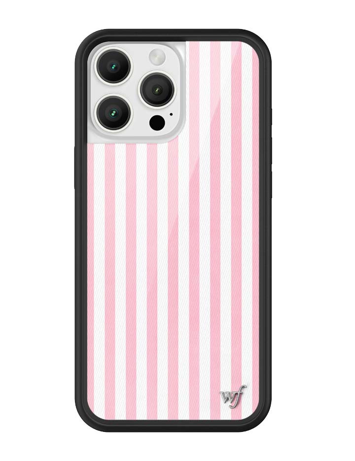 Wildflower iPhone case 16 Pro Max Pink Stripes White Classic Cute