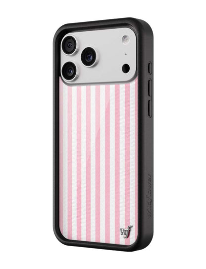 Wildflower iPhone case 17 Pro Max Pink Stripes White Classic Cute
