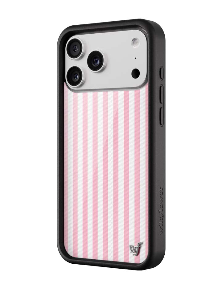 Wildflower iPhone case 17 Pro Max Pink Stripes White Classic Cute