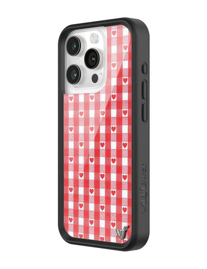 Wildflower Red Gingham Heart iPhone 15 Pro Case