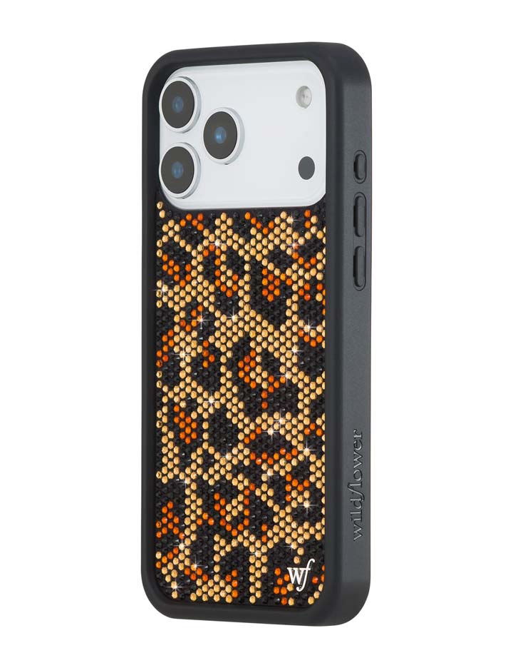 Wildflower iPhone case 18 Pro Max Rhinestone Meow Brown Cute