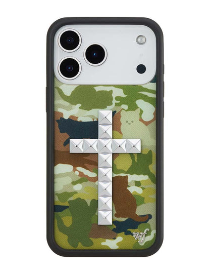 Wildflower iPhone case 17 Pro Max Stud Cross Cat Camo Cute
