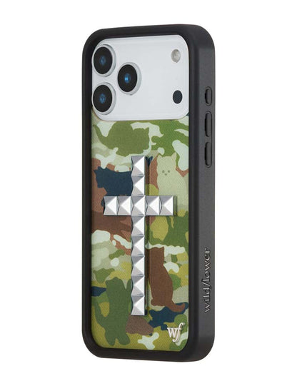 Wildflower iPhone case 17 Pro Max Stud Cross Cat Camo Cute