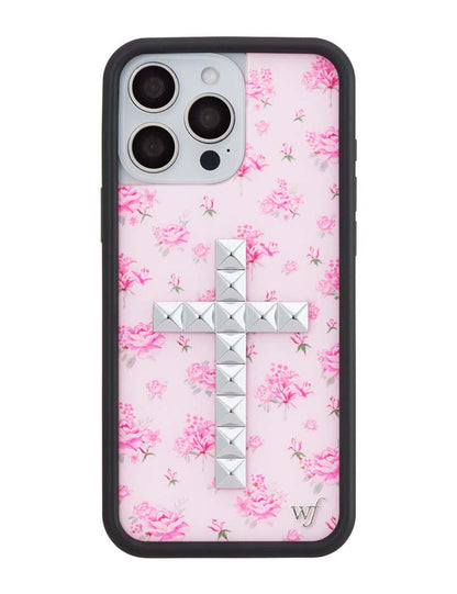 Wildflower iPhone case 16 Pro Max Stud Cross Forget Me Not Floral Pink Cute