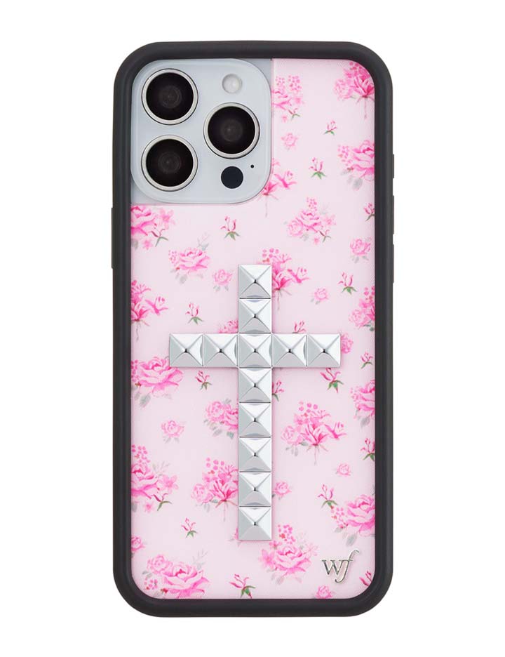 Wildflower iPhone case 16 Pro Max Stud Cross Forget Me Not Floral Pink Cute