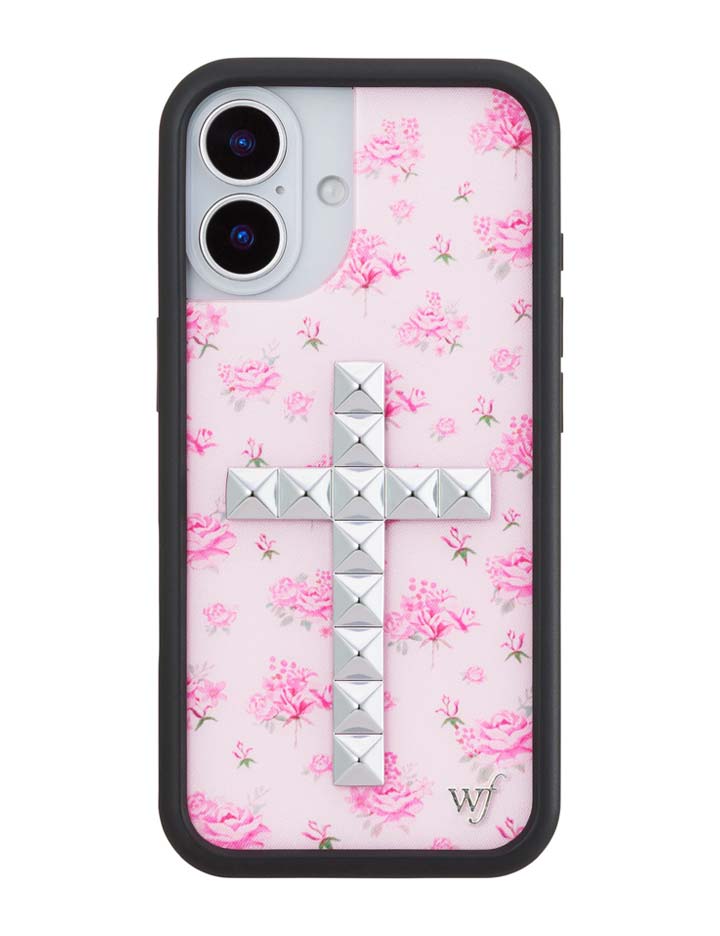 Wildflower iPhone case 17 Stud Cross Forget Me Not Floral Pink Cute