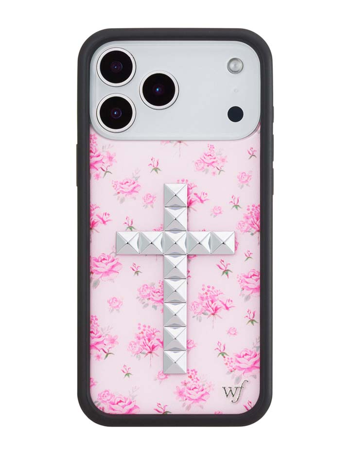 Wildflower iPhone case 17 Pro Max Stud Cross Forget Me Not Floral Pink Cute