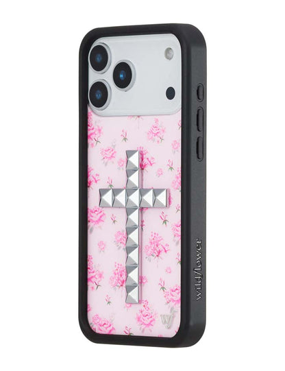 Wildflower iPhone case 17 Pro Max Stud Cross Forget Me Not Floral Pink Cute