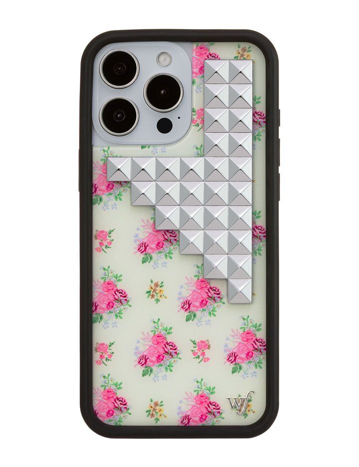 復古花卉釘飾iPhone手機殼