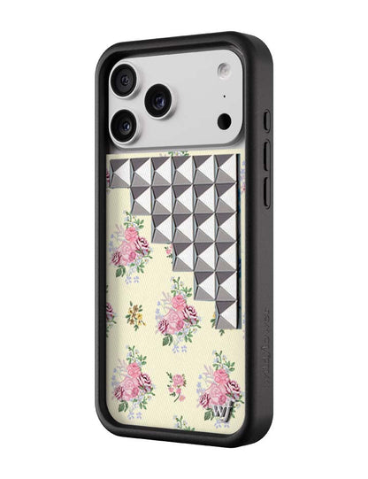復古花卉釘飾iPhone手機殼