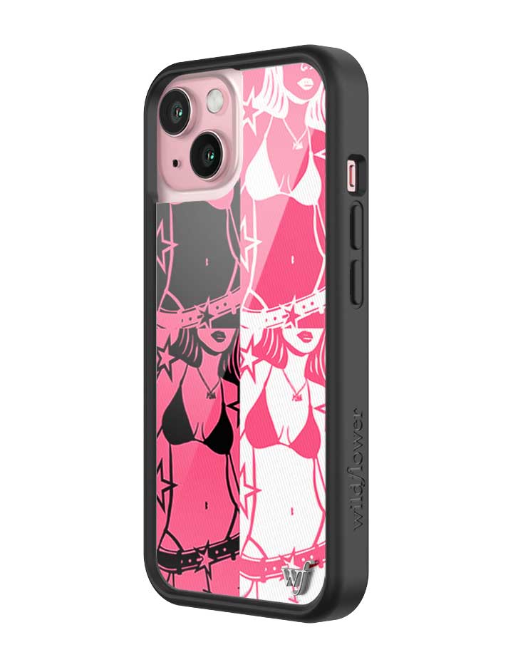 Wildflower iPhone case 15 Tara Yummy Black Pink