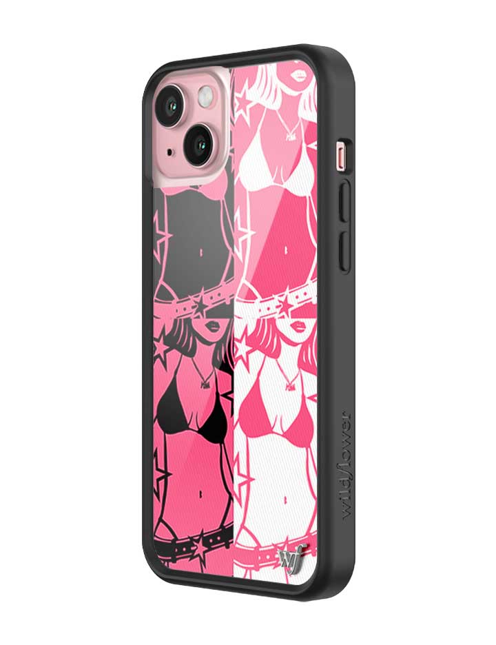 Wildflower iPhone case 15 Plus Tara Yummy Black Pink