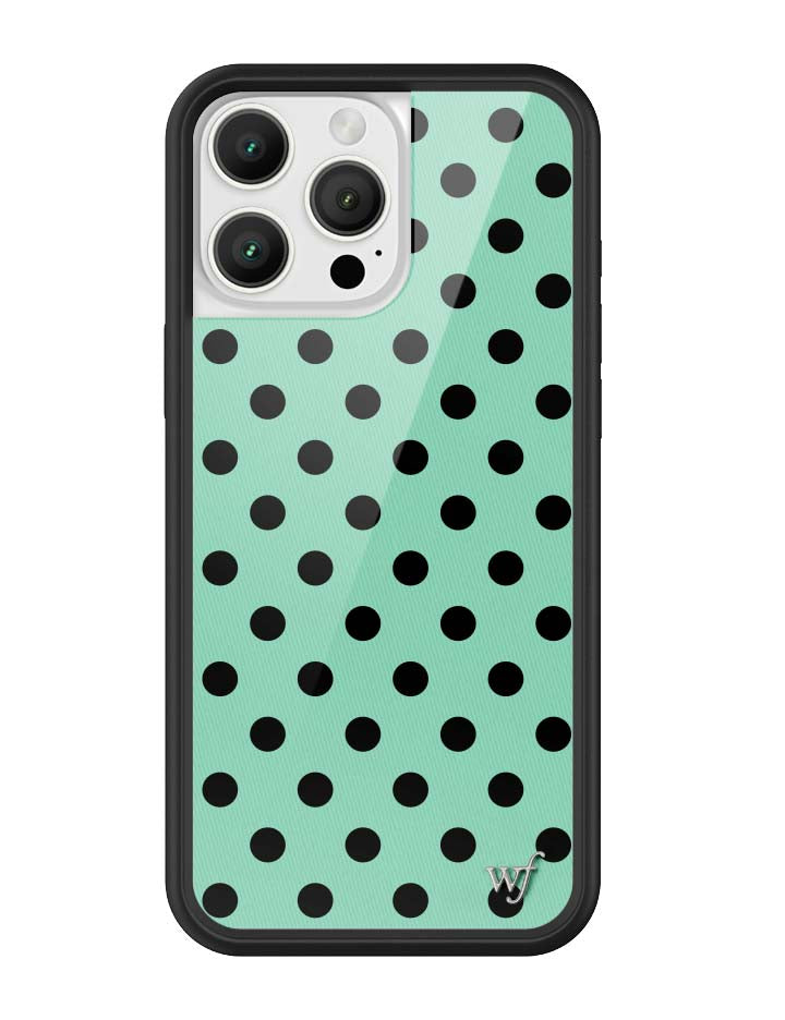 Wildflower iPhone case 16 Pro Max Polka Dot Turquoise Black Cute
