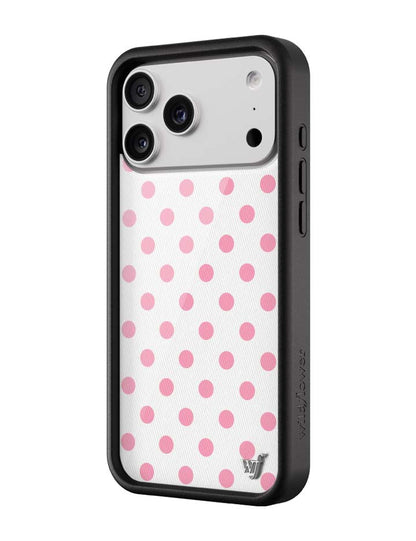 Wildflower iPhone case 18 Pro Max Polka Dot White Pink Cute