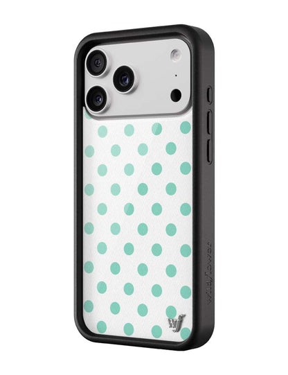 Wildflower iPhone case 18 Pro Max Polka Dot White Turquoise Cute