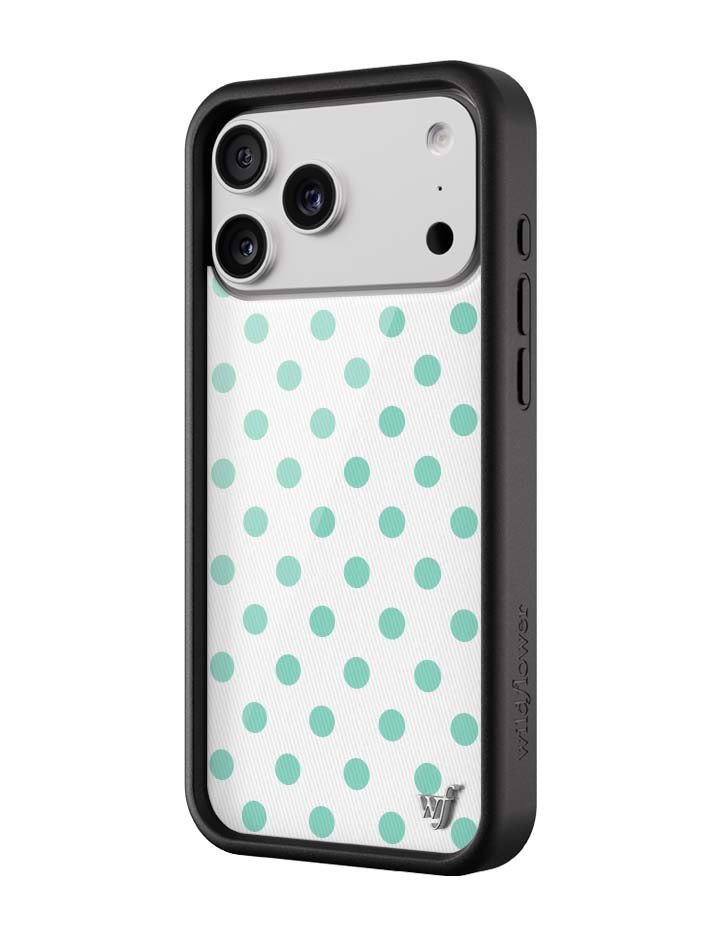 Wildflower iPhone case 18 Pro Max Polka Dot White Turquoise Cute