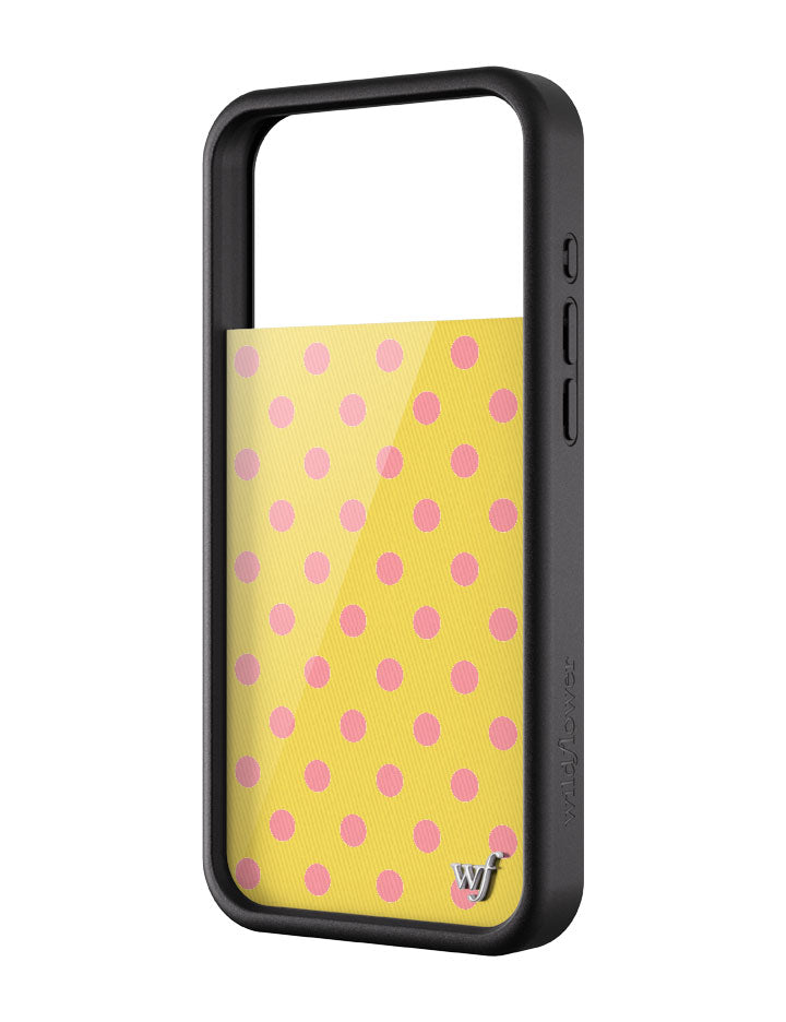 Wildflower iPhone case 17 Pro Max Polka Dot Yellow Pink Cute