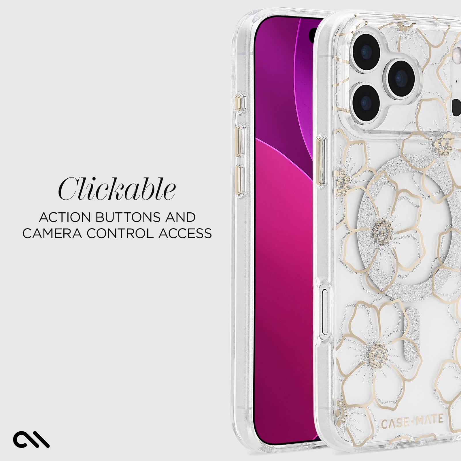 Clickable action buttons and camera control access