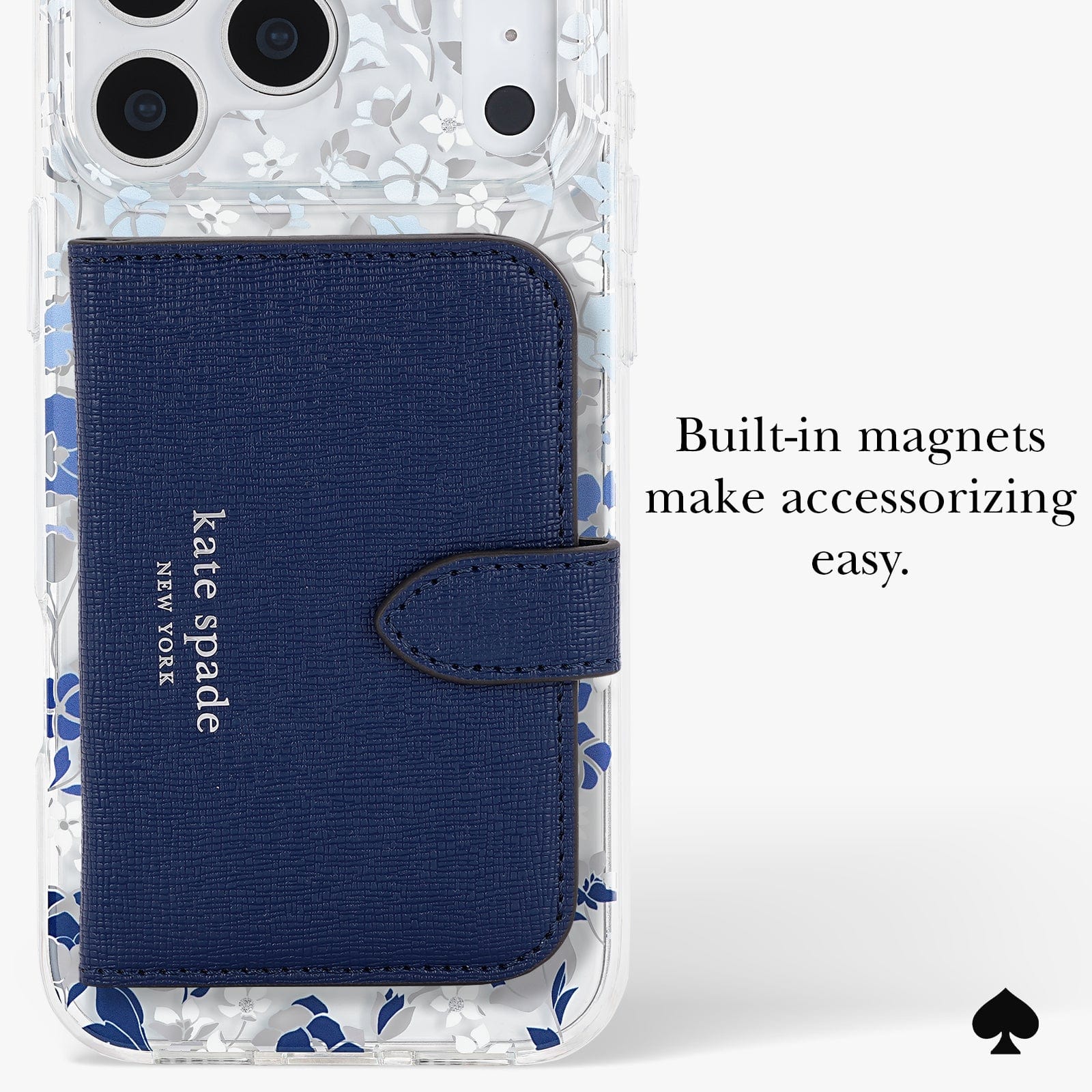 Built-in magnets make accessorizing easy.