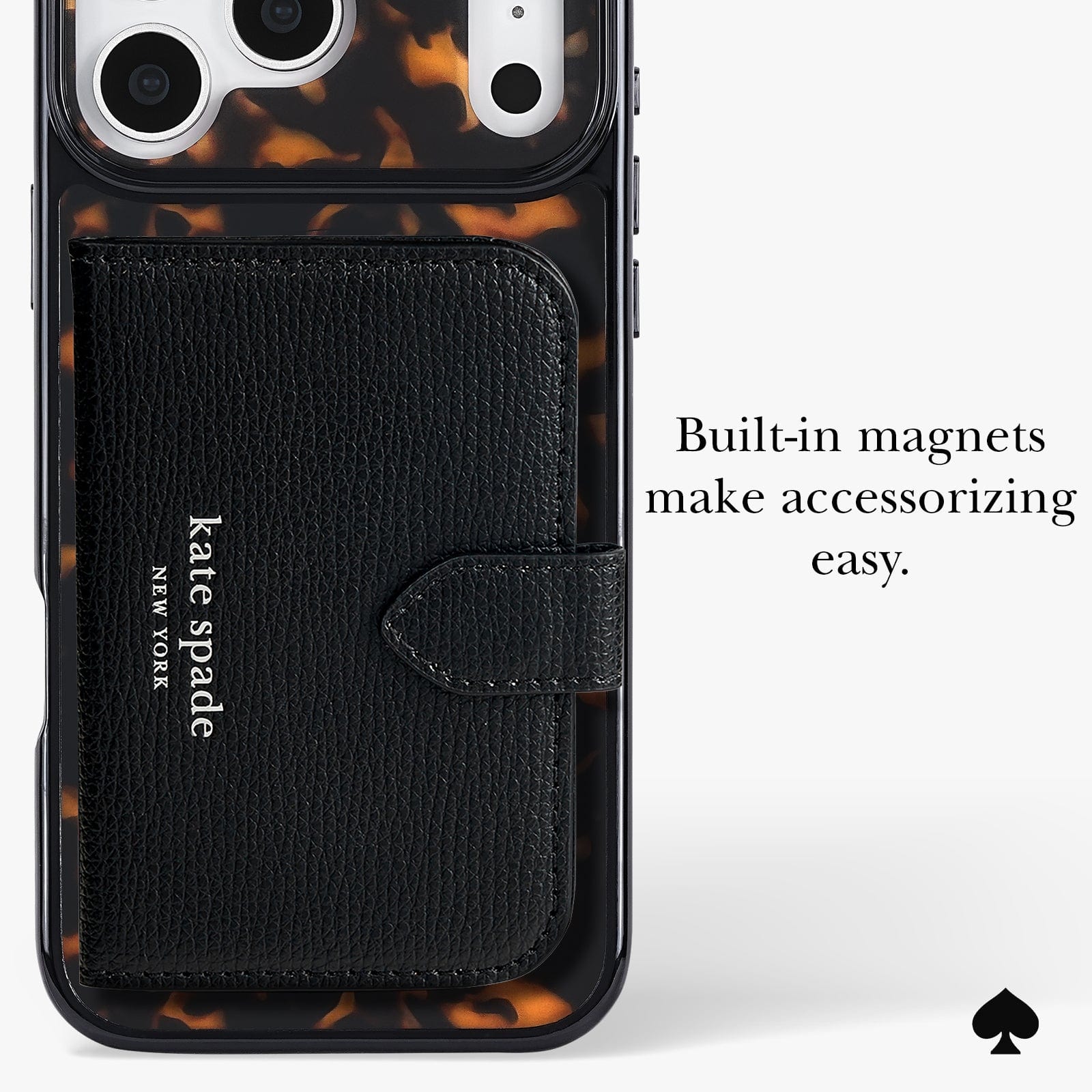 Built-in magnets make accessorizing easy.