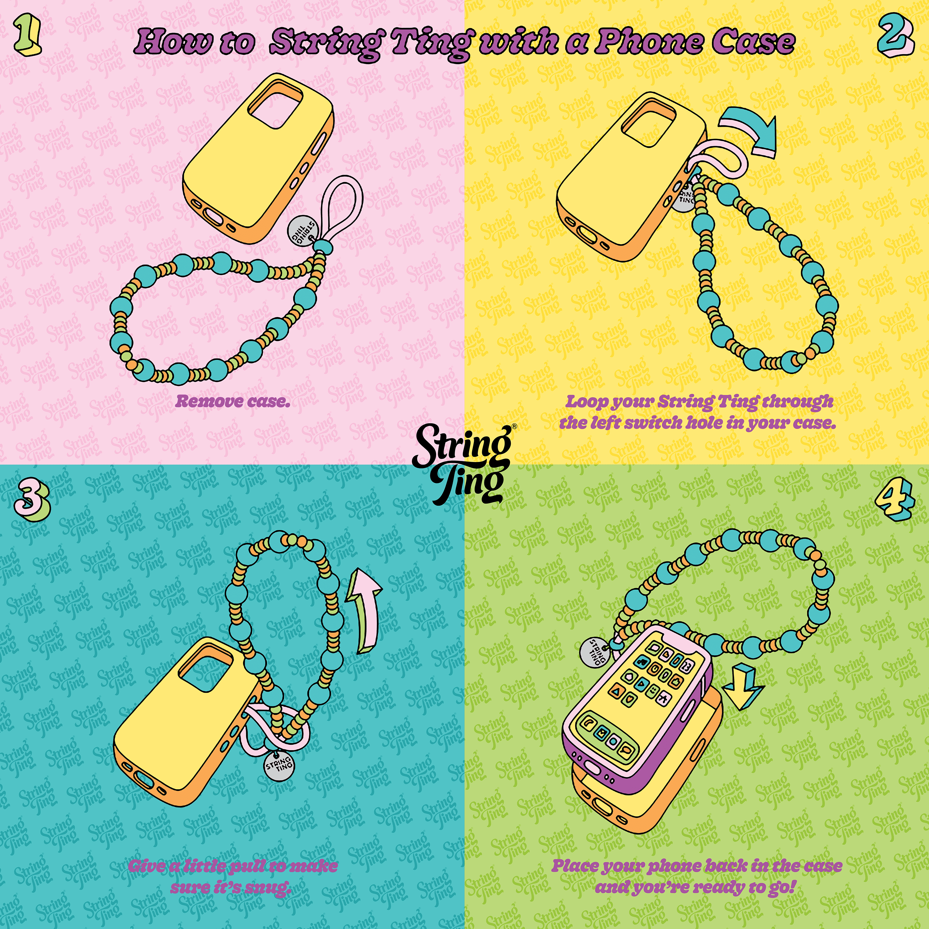 String Ting London Chakra Kawaii in the Sky Wristlet Phone Strap